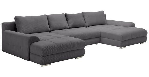 WOHNLANDSCHAFT Anthrazit Cord  - Chromfarben/Anthrazit, KONVENTIONELL, Kunststoff/Textil (180/376/180cm) - Carryhome