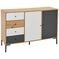 SIDEBOARD  in 120/80/40 cm  - Eichefarben/Schwarz, Design, Holzwerkstoff/Metall (120/80/40cm) - Carryhome