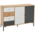 SIDEBOARD  120/80/40 cm 4 Schublade(n)  - Eichefarben/Schwarz, Design, Holzwerkstoff/Metall (120/80/40cm) - Carryhome
