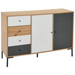 SIDEBOARD  in 120/80/40 cm  - Eichefarben/Schwarz, Design, Holzwerkstoff/Metall (120/80/40cm) - Carryhome