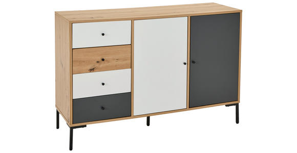 SIDEBOARD  120/80/40 cm 4 Schublade(n)  - Eichefarben/Schwarz, Design, Holzwerkstoff/Metall (120/80/40cm) - Carryhome