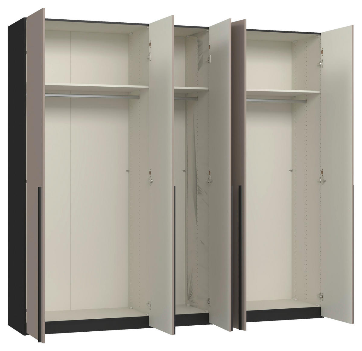 DREHTÜRENSCHRANK 253/236/59 cm,  in Schwarz, Hellbraun, 5-türig  - Hellbraun/Schwarz, Design, Holzwerkstoff/Metall (253/236/59cm) - Jutzler