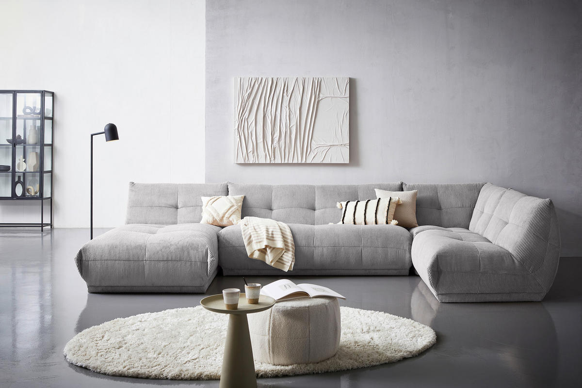 SOFFA i manchester grå  - grå, Trend, textil (185/390/210cm) - Livetastic