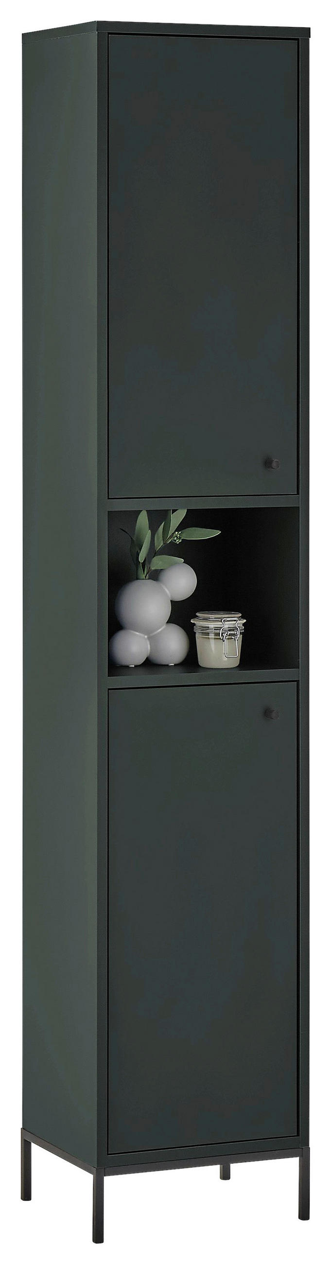 HOCHSCHRANK 38/197/32 cm  - Dunkelgrün/Schwarz, KONVENTIONELL, Holzwerkstoff/Metall (38/197/32cm) - Xora