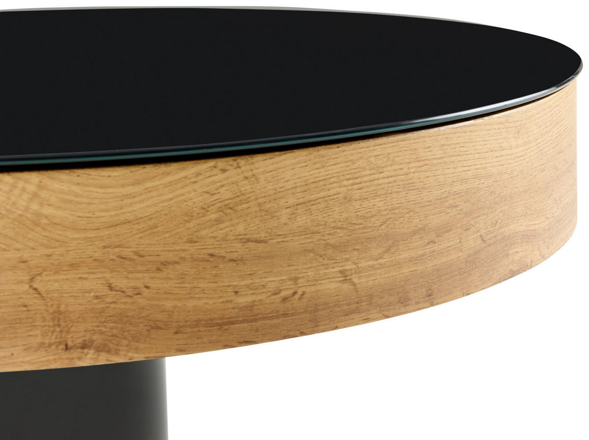 COUCHTISCH ESG 80/80/46 cm rund Schwarz, Eichefarben  - Eichefarben/Schwarz, Design, Glas/Holzwerkstoff (80/80/46cm) - MID.YOU