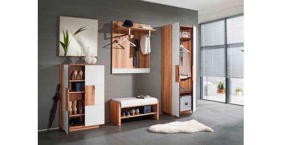 GARDEROBENSCHRANK  in 72/198/37 cm  - Buchefarben/Weiß, MODERN, Glas/Holz (72/198/37cm) - Linea Natura