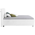 POLSTERBETT Matratze, gepolstertes Kopfteil, Lattenrost, Bettkasten 140/200 cm  in Weiß  - Birkefarben/Silberfarben, KONVENTIONELL, Holz/Textil (140/200cm) - Esposa