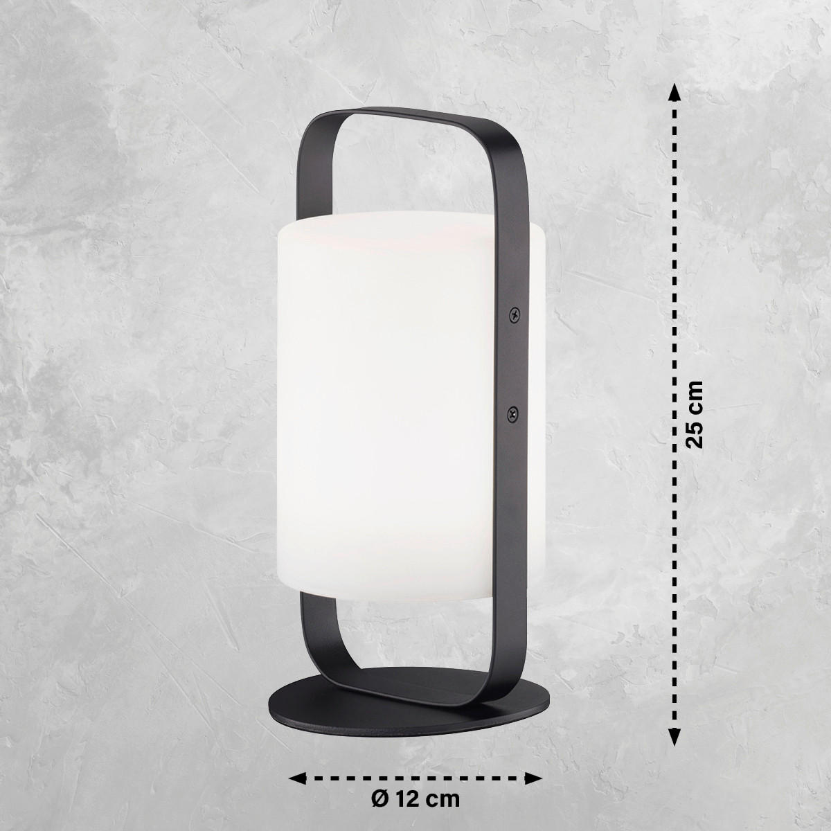 AKKU-TISCHLEUCHTE Casoli 12/25 cm   - Sandfarben/Schwarz, KONVENTIONELL, Kunststoff/Metall (12/25cm)