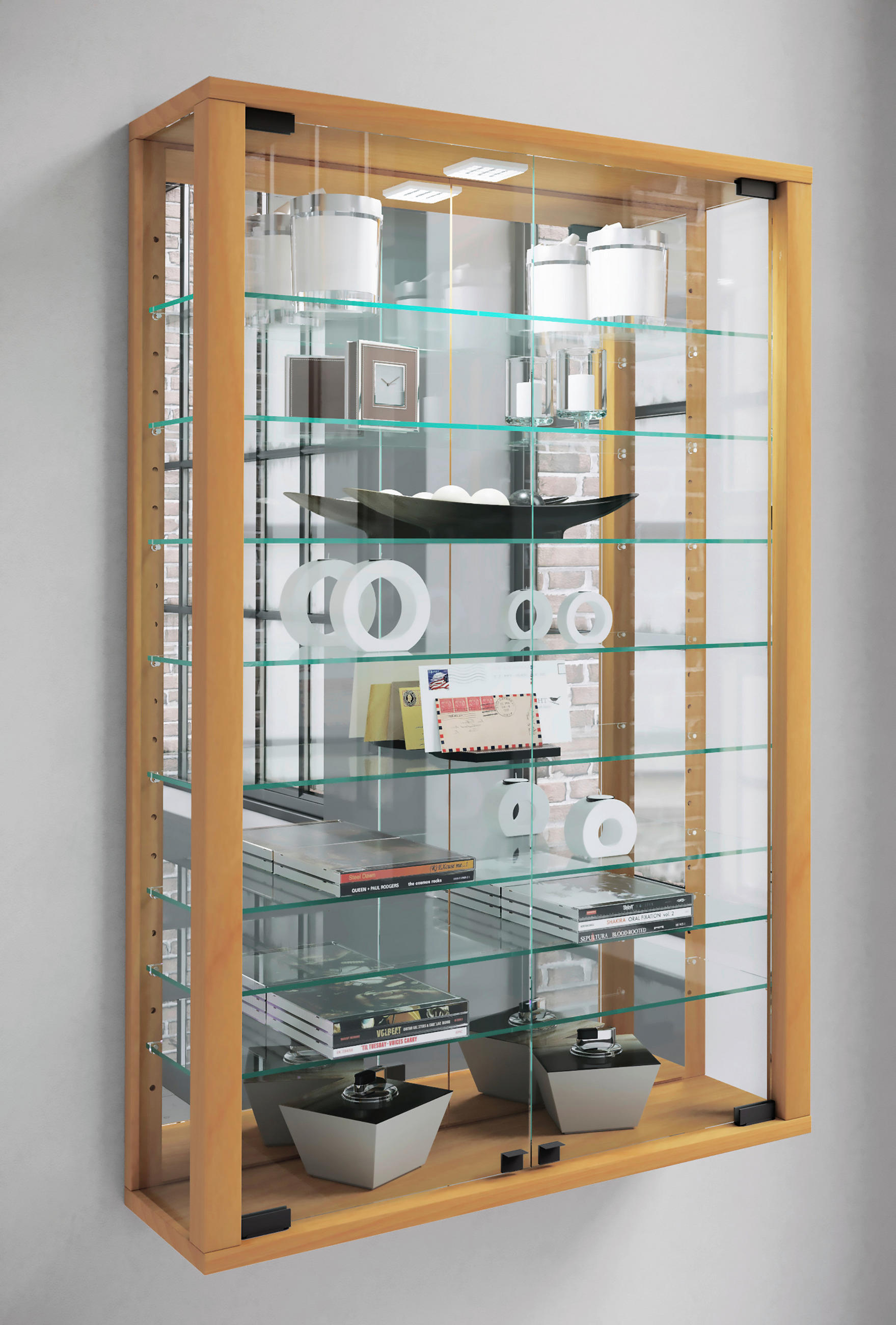HÄNGEVITRINE in Buchefarben  - Buchefarben/Schwarz, Modern, Glas/Holzwerkstoff (59/91,3/18cm) - MID.YOU