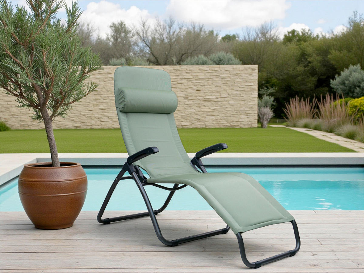 BÄDERLIEGE 69/118/185 cm  - Anthrazit/Grün, KONVENTIONELL, Textil/Metall (69/118/185cm)