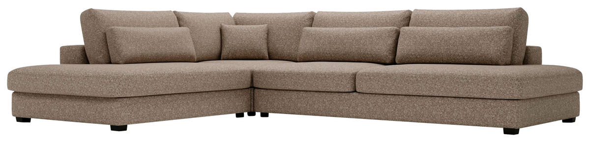 ECKSOFA in Plüsch, Bouclé Hellbraun  - Hellbraun/Schwarz, Design, Kunststoff/Textil (244/332cm) - Livetastic