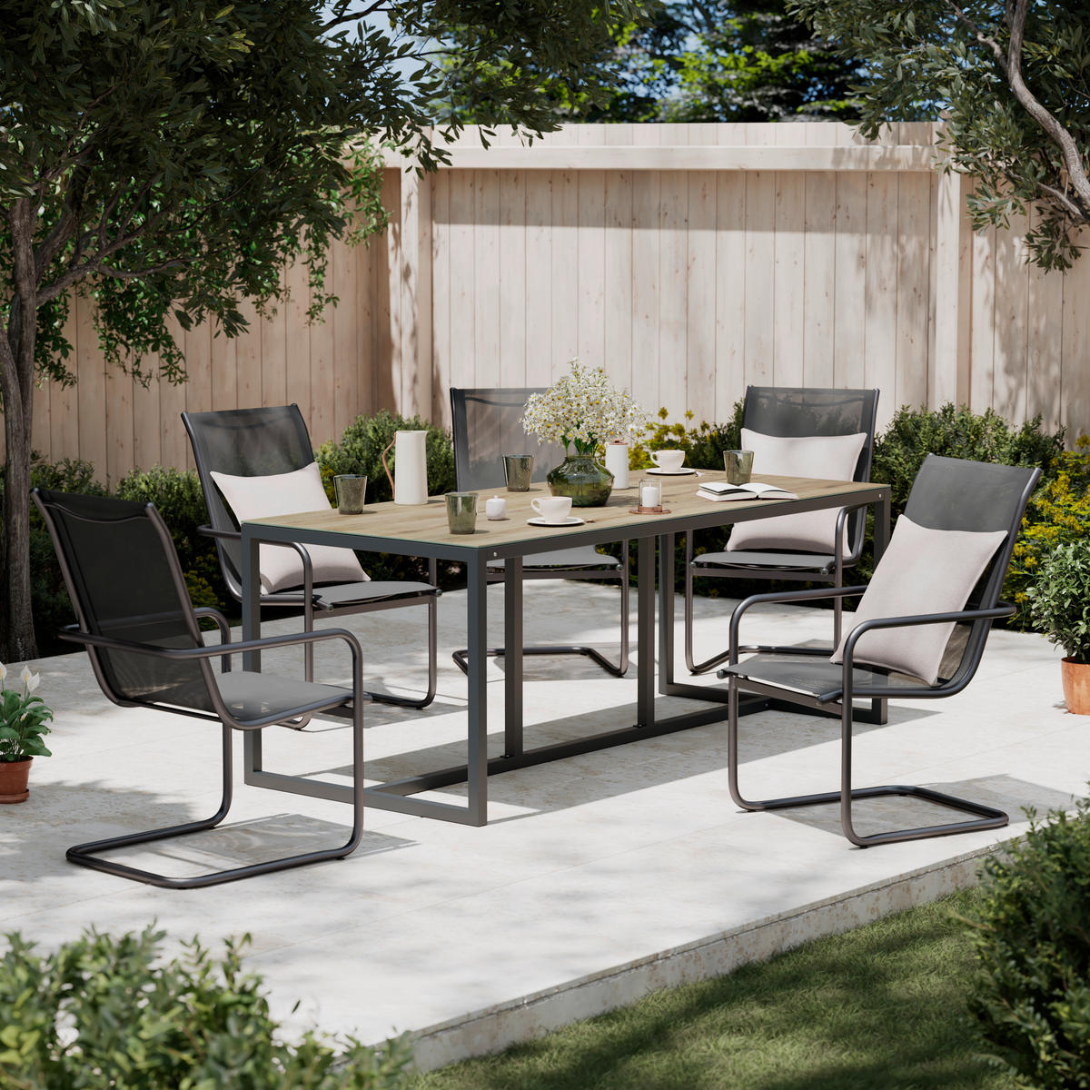 GARTENTISCH 200/90/76 cm Metall, Glas Anthrazit, Eichefarben rechteckig  - Eichefarben/Anthrazit, Modern, Glas/Metall (200/90/76cm) - Ambia Garden