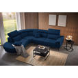 ECKSOFA in Velours Dunkelblau  - Schwarz/Dunkelblau, Design, Textil/Metall (264/299cm) - Novel