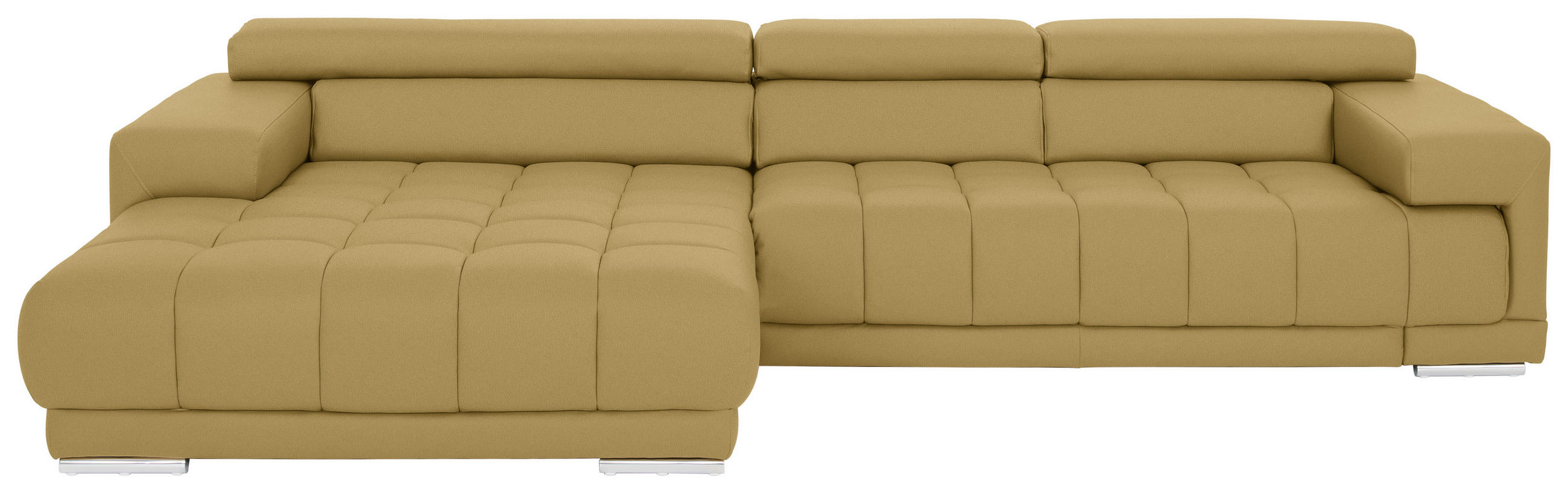 ECKSOFA in Echtleder Gelb  190/330 cm  - Chromfarben/Gelb, Design, Leder/Metall (190/330cm) - Beldomo Speed