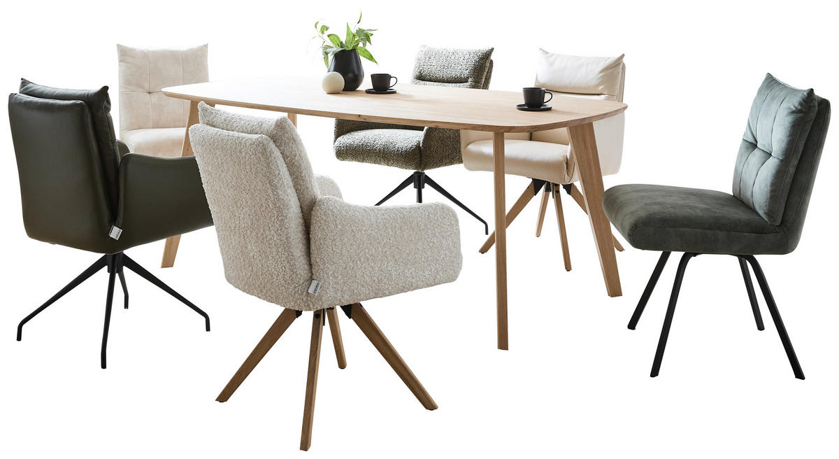 ESSTISCH Eichefarben oval  Variantenauswahl, Gestellauswahl  - Eichefarben, Design, Holz (200/100/76cm) - Welnova