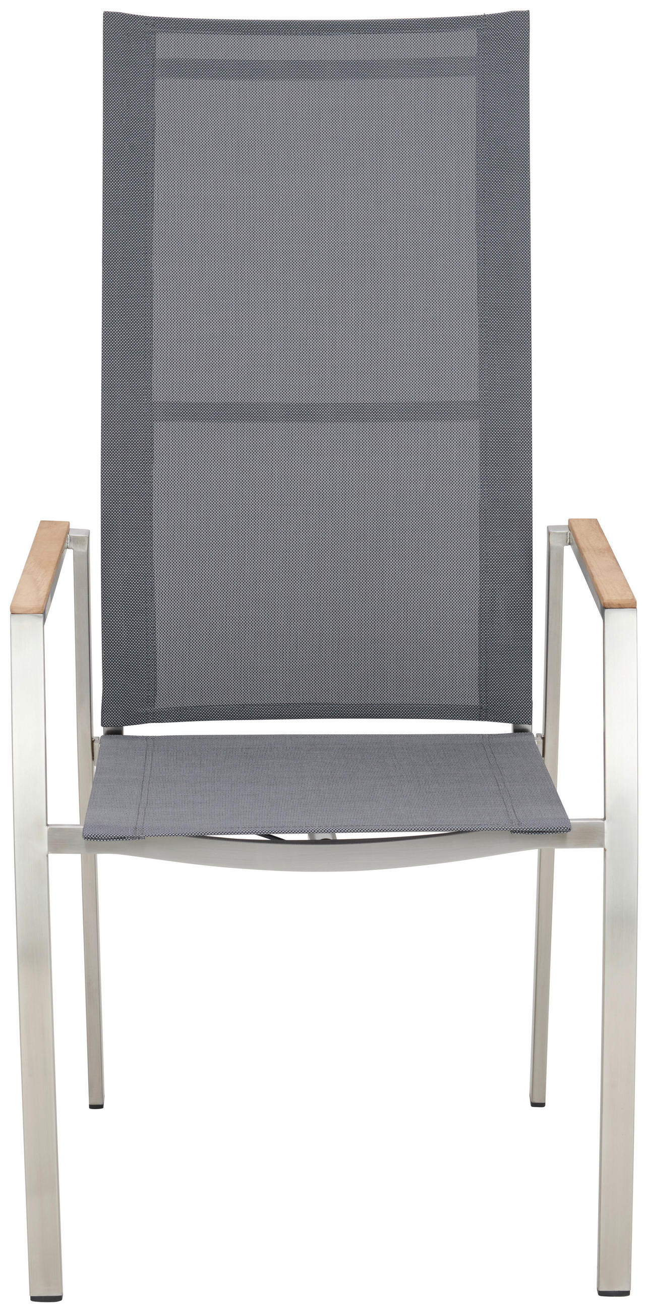 STAPELSESSEL verstellbar Teakholz Edelstahl Grau, Naturfarben, Edelstahlfarben  - Edelstahlfarben/Naturfarben, Design, Holz/Textil (56/112/63cm) - Amatio