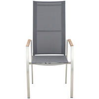 STAPELSESSEL verstellbar Teakholz Edelstahl Grau, Naturfarben, Edelstahlfarben  - Edelstahlfarben/Naturfarben, Design, Holz/Textil (56/112/63cm) - Amatio
