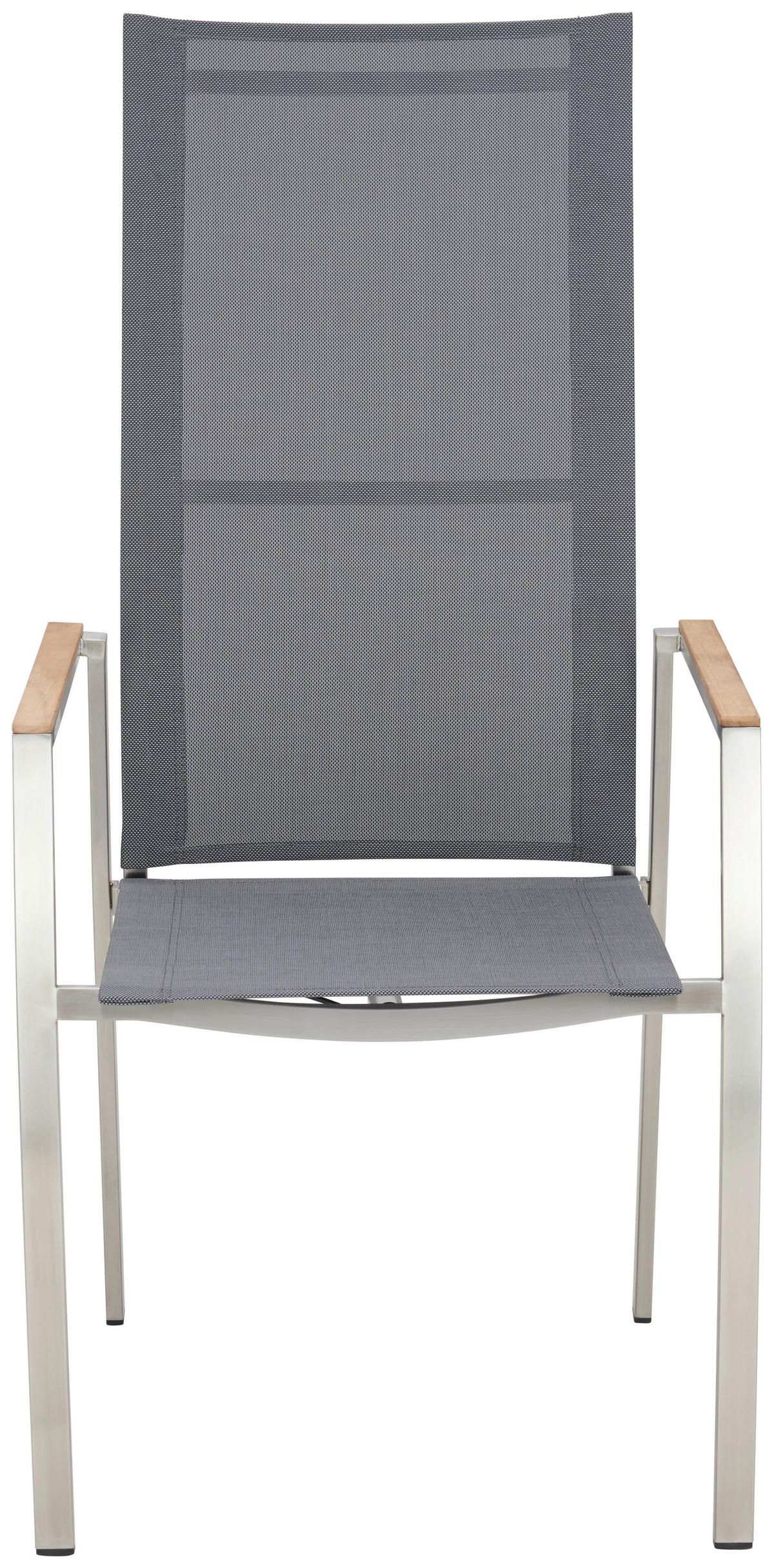 STAPELSESSEL verstellbar Teakholz Edelstahl Grau, Naturfarben, Edelstahlfarben  - Edelstahlfarben/Naturfarben, Design, Holz/Textil (56/112/63cm) - Amatio