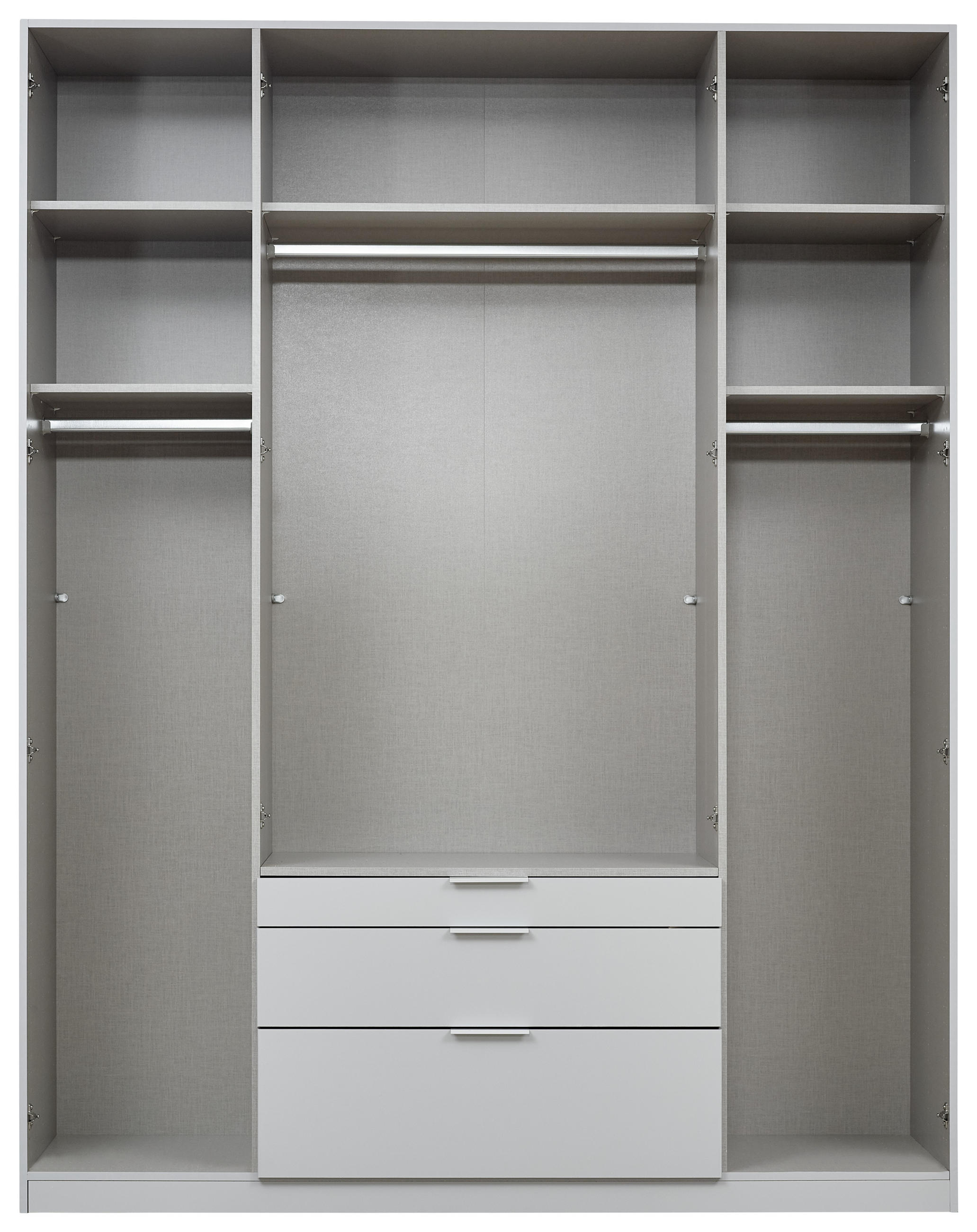 NYÍLÓAJTÓS SZEKRÉNY fehér, ezüst  - ezüst/alumínium színű, Modern, faalapú anyag/fém (181/229/54cm) - Rauch Möbel
