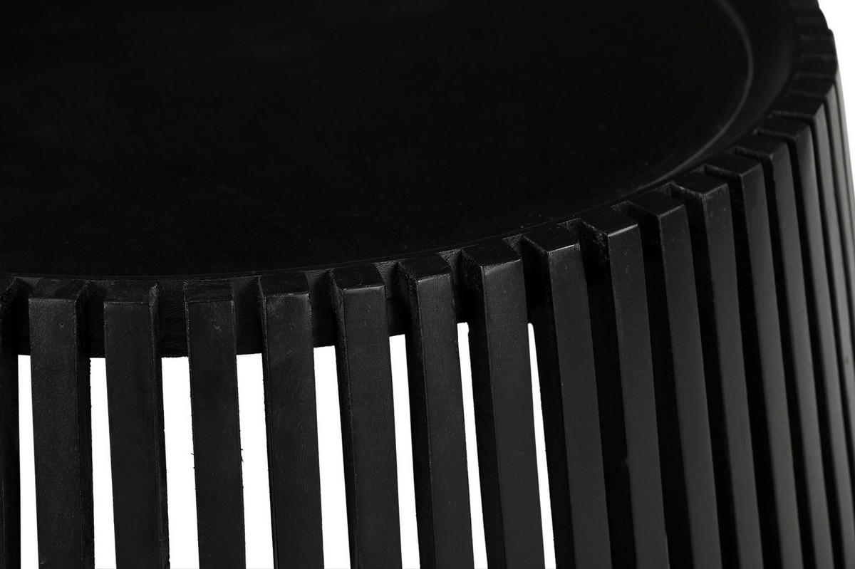 COUCHTISCH Mangoholz massiv 80/80/36 cm rund Schwarz  - Schwarz, Design, Holz (80/80/36cm) - MID.YOU