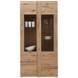 VITRINE in furniert, massiv Eiche Eichefarben - Eichefarben/Alufarben, KONVENTIONELL, Glas/Holz (101/205,1/37,7cm) - Voleo