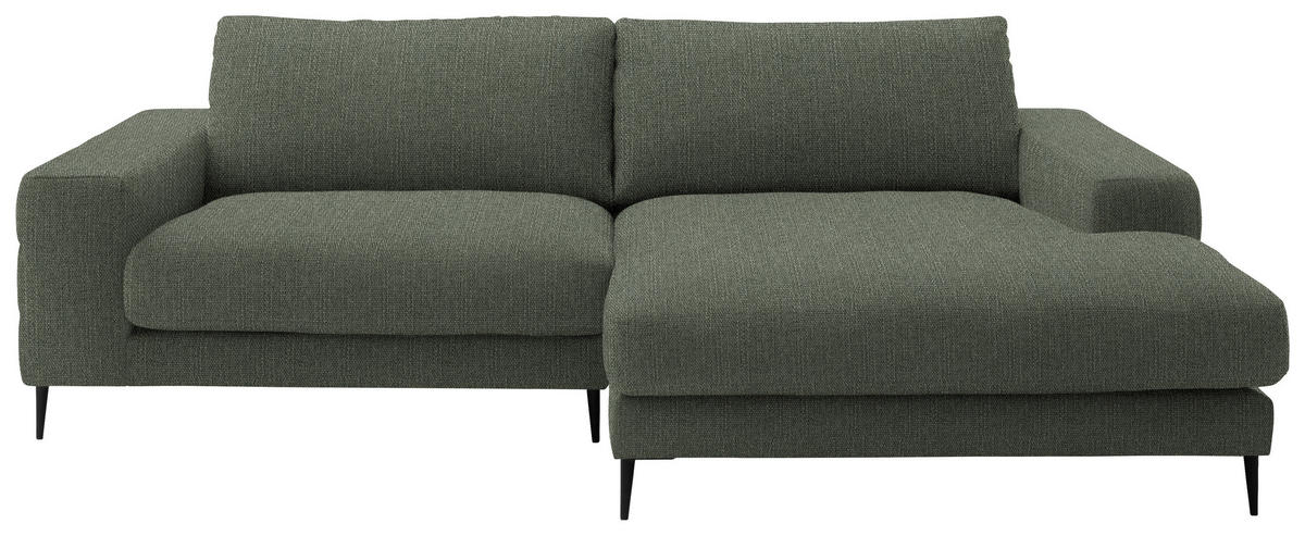 ECKSOFA in Flachgewebe Grün  253/177 cm  - Schwarz/Grün, Design, Textil/Metall (253/177cm) - Dieter Knoll