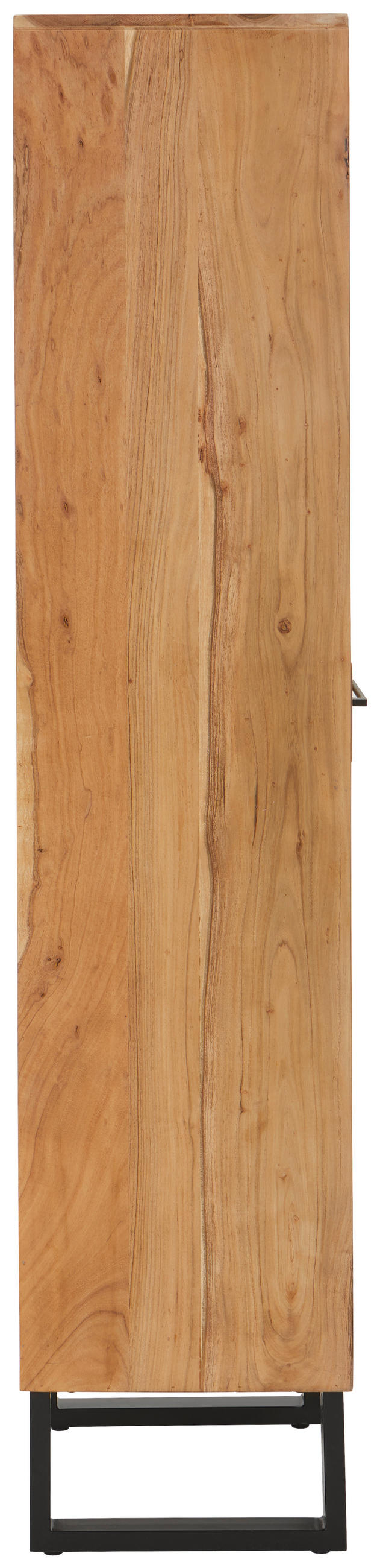 VITRINSKÅP  i massiv akacia svart, akaciefärgad  - svart/akaciefärgad, Lifestyle, metall/trä (60/185/40cm) - MID.YOU