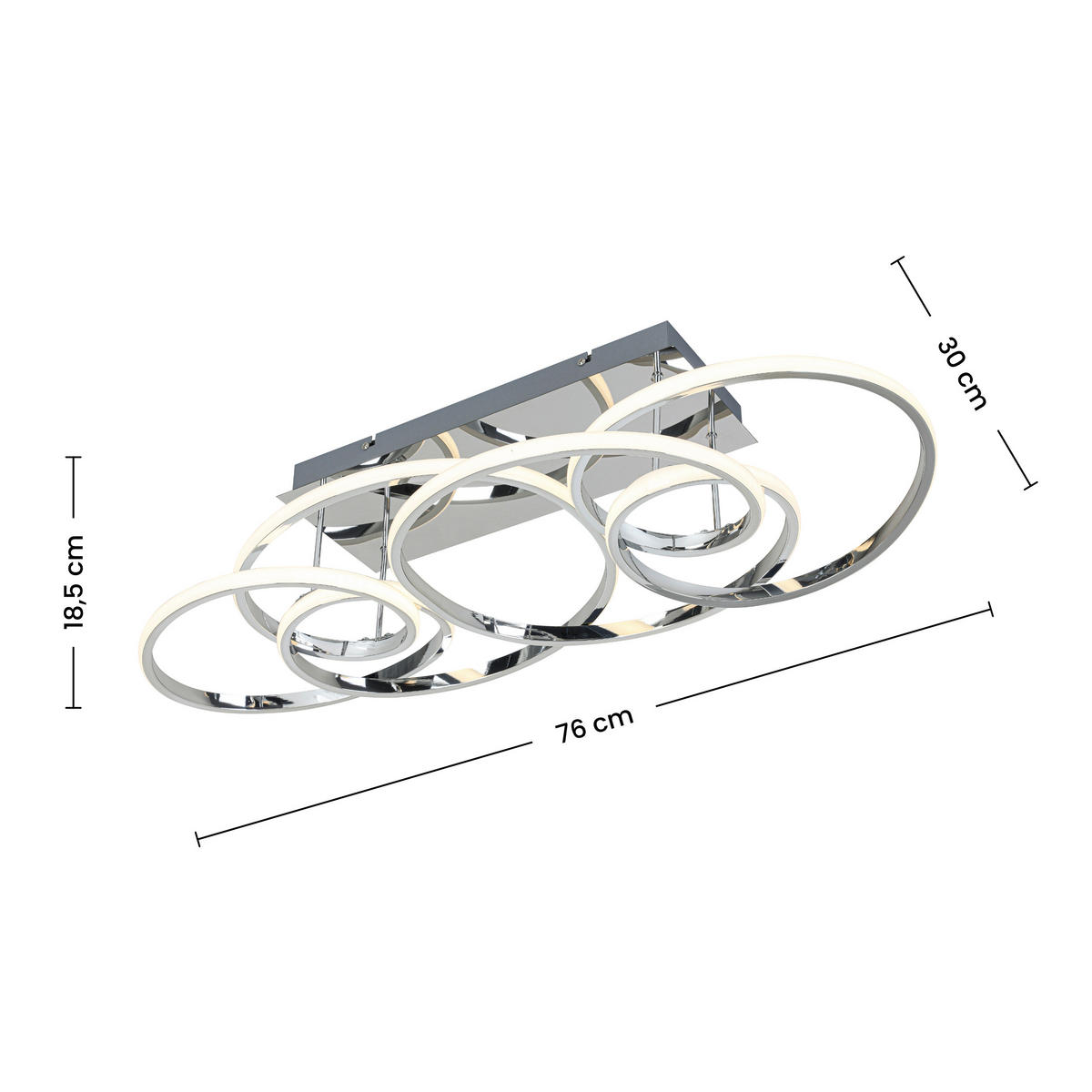 DECKENLEUCHTE 70/40/25 cm  - Chromfarben, Trend, Kunststoff/Metall (70/40/25cm) - Collett's Monde