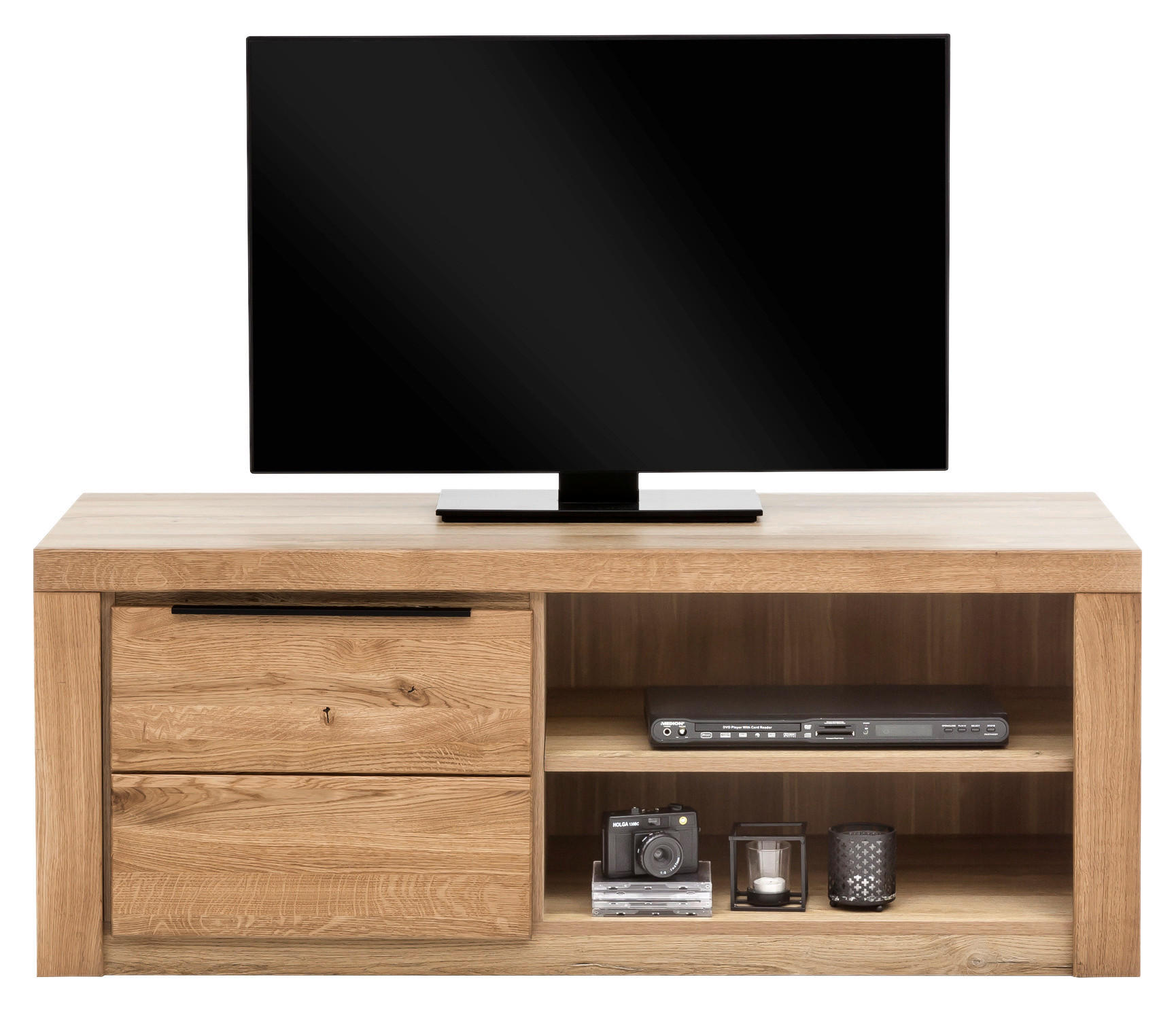 TV-ELEMENT - Eichefarben/Schwarz, Natur, Holz/Metall (130/51/54cm) - Carryhome