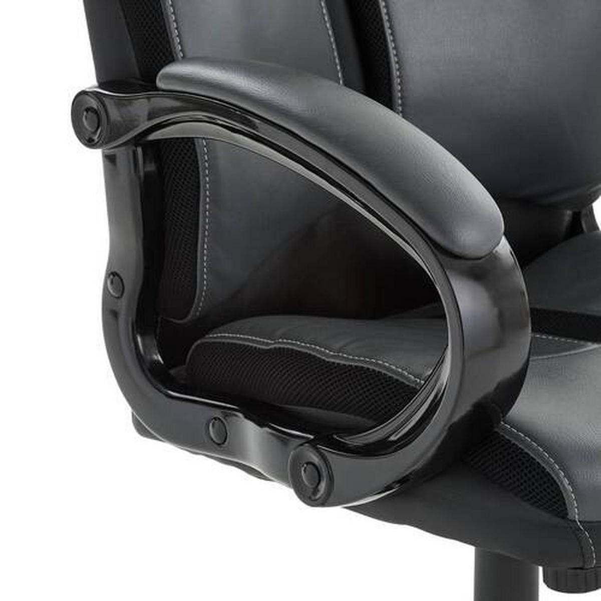 DREHSTUHL Lederlook Grau, Schwarz  - Schwarz/Weiß, Design, Kunststoff/Textil (64/115-125/74cm) - Carryhome