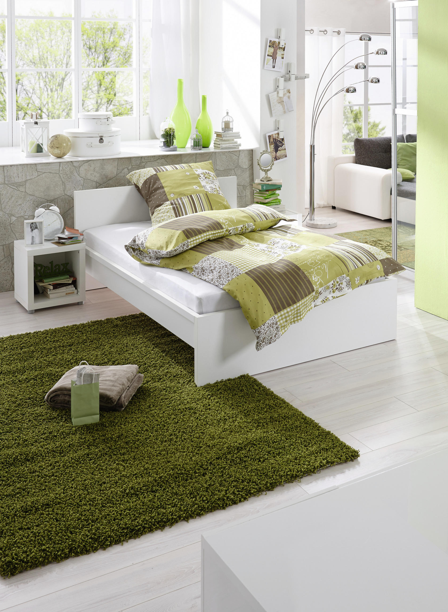 PAT 90/200 cm in alb - alb, Design, material pe bază de lemn (90/200cm) - Carryhome