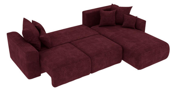 ECKSOFA in Samt Bordeaux  - Chromfarben/Bordeaux, KONVENTIONELL, Kunststoff/Textil (293/195cm) - Carryhome