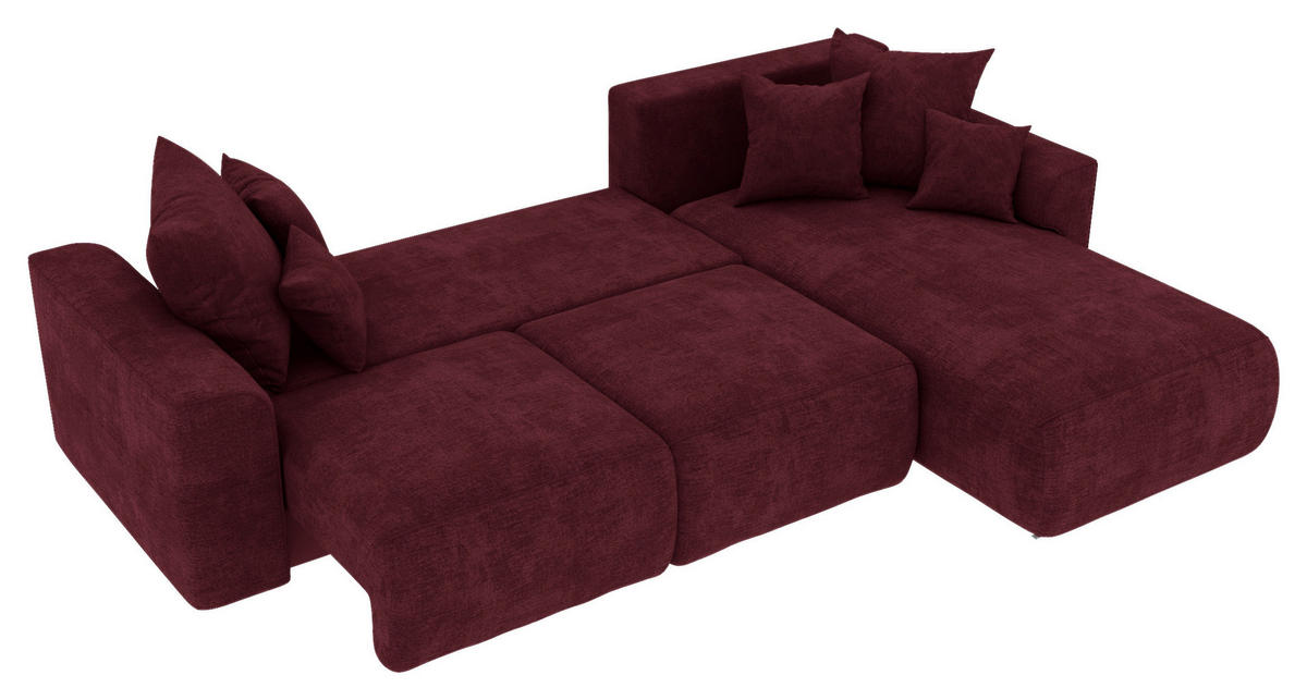 ECKSOFA in Samt Bordeaux  293/195 cm  - Chromfarben/Bordeaux, KONVENTIONELL, Kunststoff/Textil (293/195cm) - Carryhome