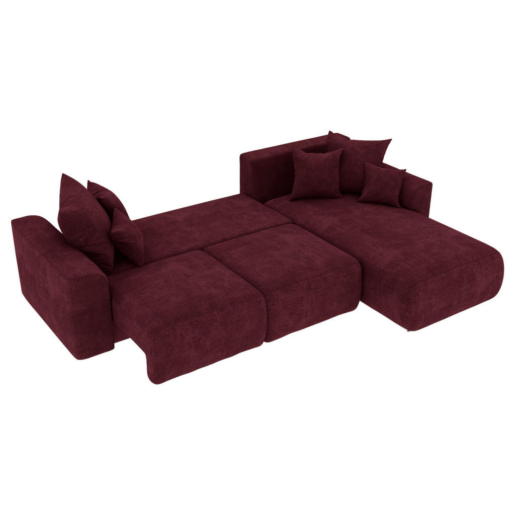 Thumbnail - Carryhome Ecksofa, Bordeaux, Textil, 3-Sitzer, Ottomane rechts, L-Form, 293x195 cm, Stoffauswahl, Liegefunktion, seitenv...