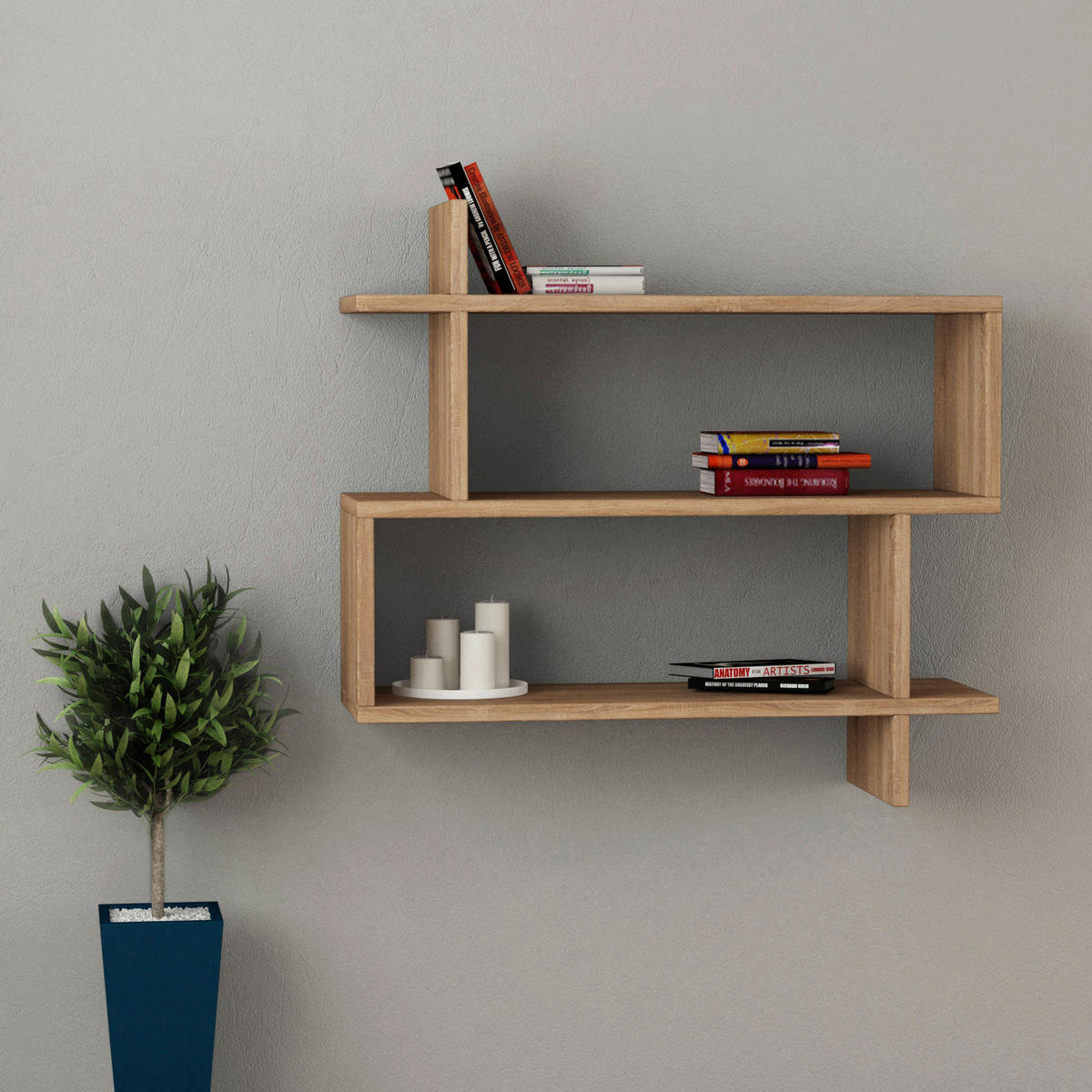 VÄGGHYLLPLAN 70/65/22 cm  - ekfärgad, Design, trämaterial (70/65/22cm) - Livetastic