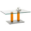 COUCHTISCH Klarglas 110/70/46-65 cm rechteckig Gelb, Edelstahlfarben  - Edelstahlfarben/Gelb, Design, Glas/Kunststoff (110/70/46-65cm)