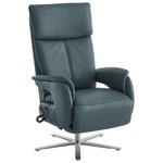 RELAXSESSEL in Leder Blaugrau  - Edelstahlfarben/Blaugrau, Design, Leder/Metall (70/124/85cm) - Cantus