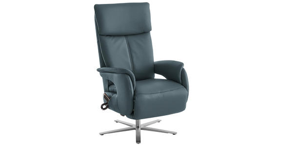 RELAXSESSEL in Leder Blaugrau - Edelstahlfarben/Blaugrau, Design, Leder/Metall (70/124/85cm) - Cantus