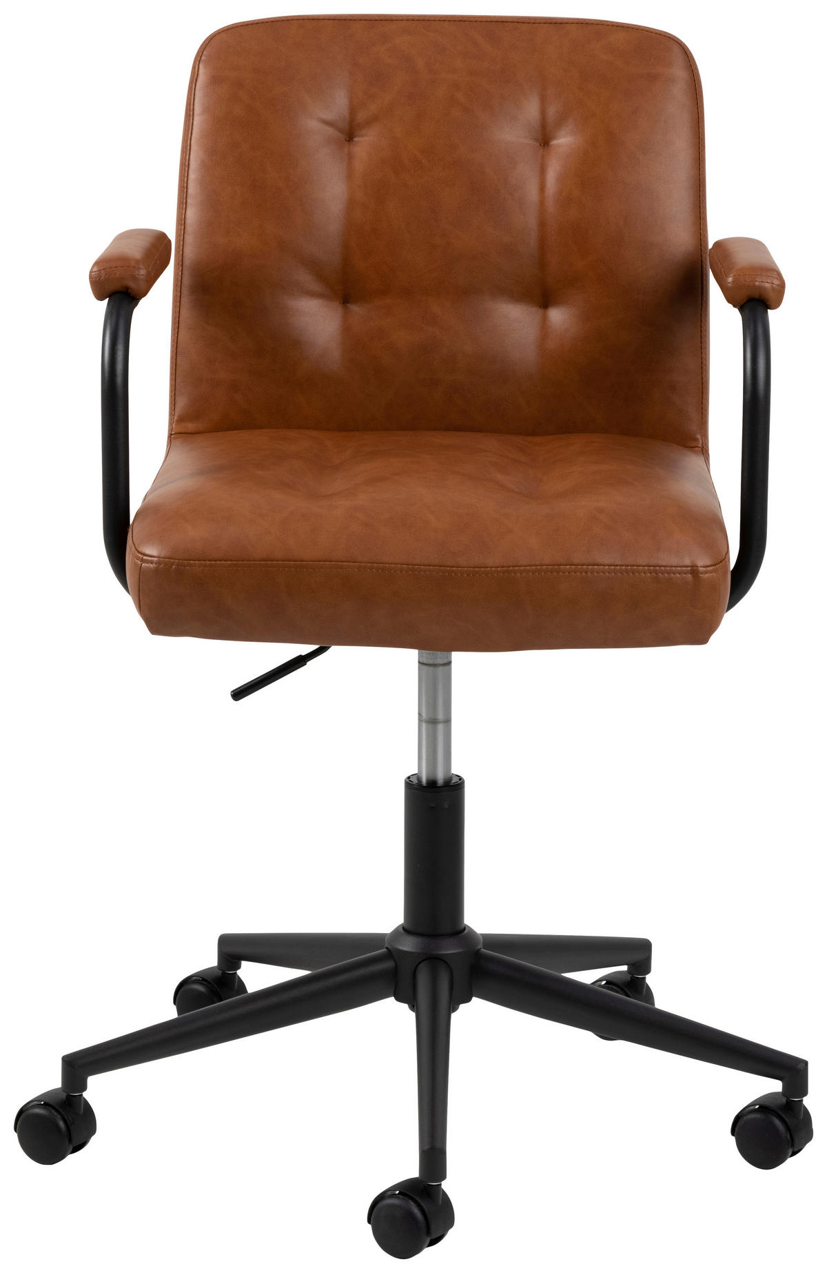DREHSTUHL Lederlook Braun, Schwarz, Cognac  - Cognac/Schwarz, KONVENTIONELL, Textil/Metall (57/77,5/59cm) - MID.YOU