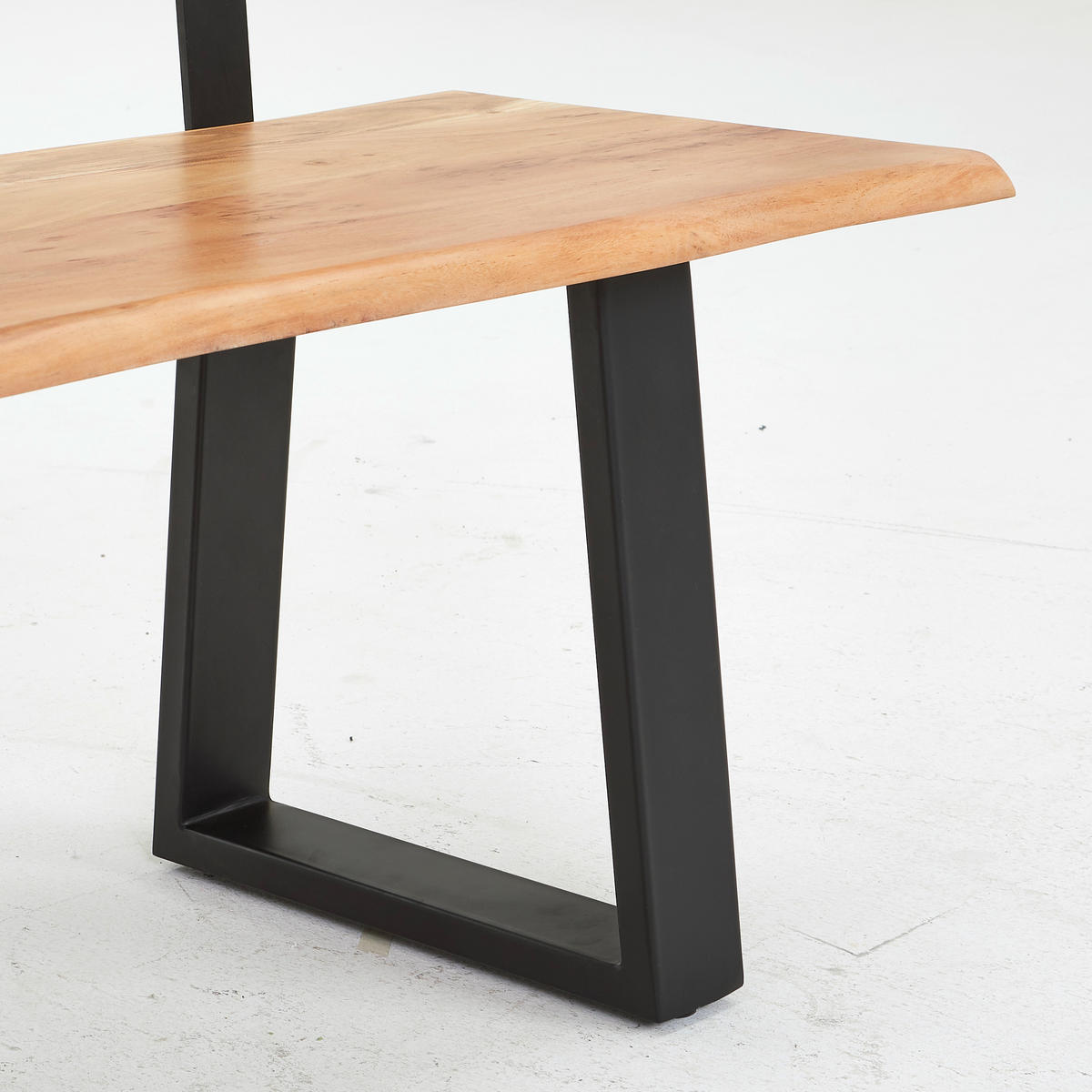 SITZBANK 120/85/50 cm Schwarz, Akaziefarben Akazie vollmassiv  - Schwarz/Akaziefarben, Natur, Holz/Metall (120/85/50cm) - Livetastic