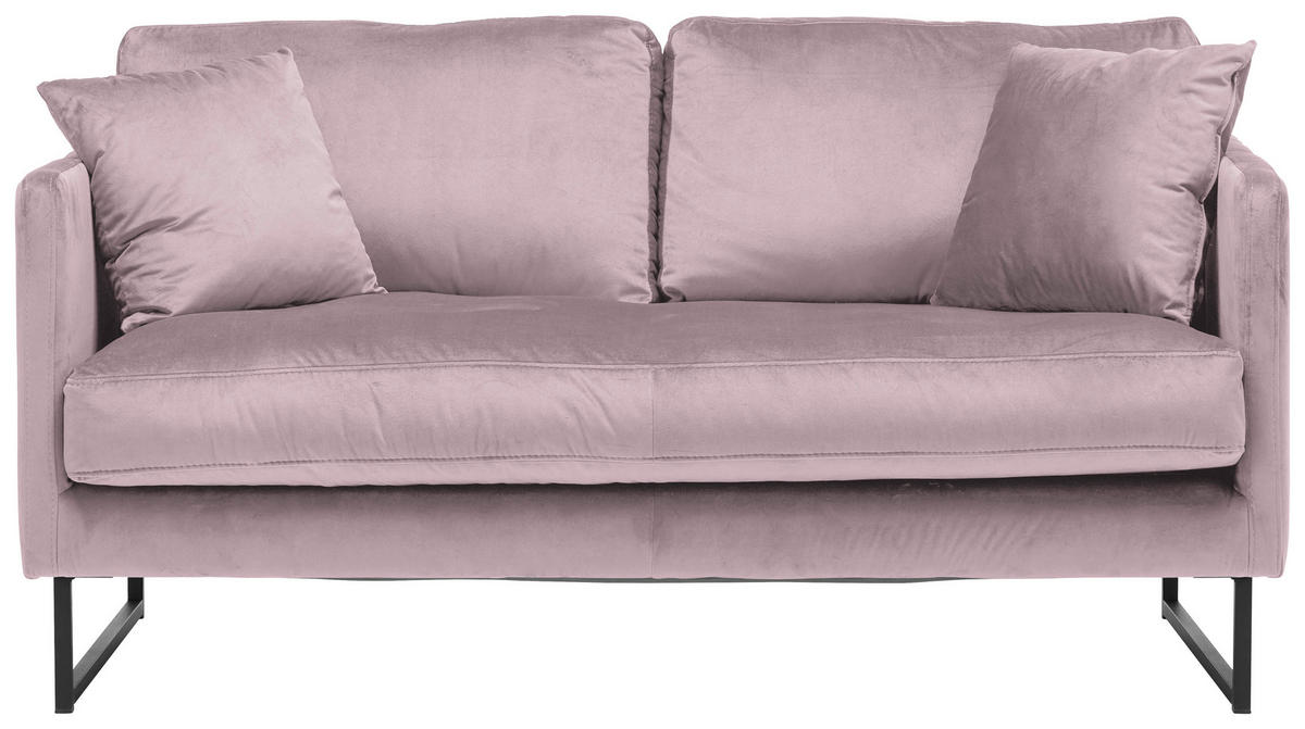 2-SITZER-SOFA Samt Flieder  - Flieder/Schwarz, Design, Textil/Metall (150/78/84cm) - Carryhome
