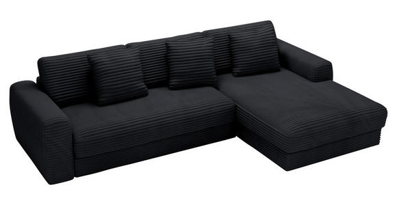 ECKSOFA in Cord Schwarz 302/182 cm - Schwarz, MODERN, Kunststoff/Textil (302/182cm) - Carryhome