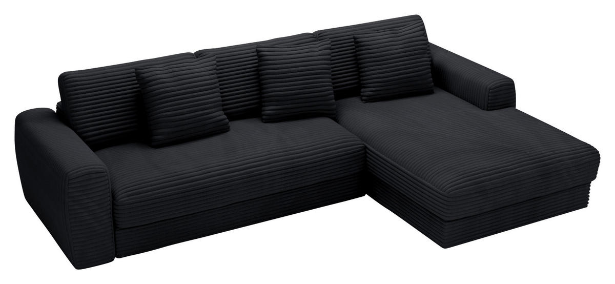 ECKSOFA in Cord Schwarz  302/182 cm  - Schwarz, MODERN, Kunststoff/Textil (302/182cm) - Carryhome