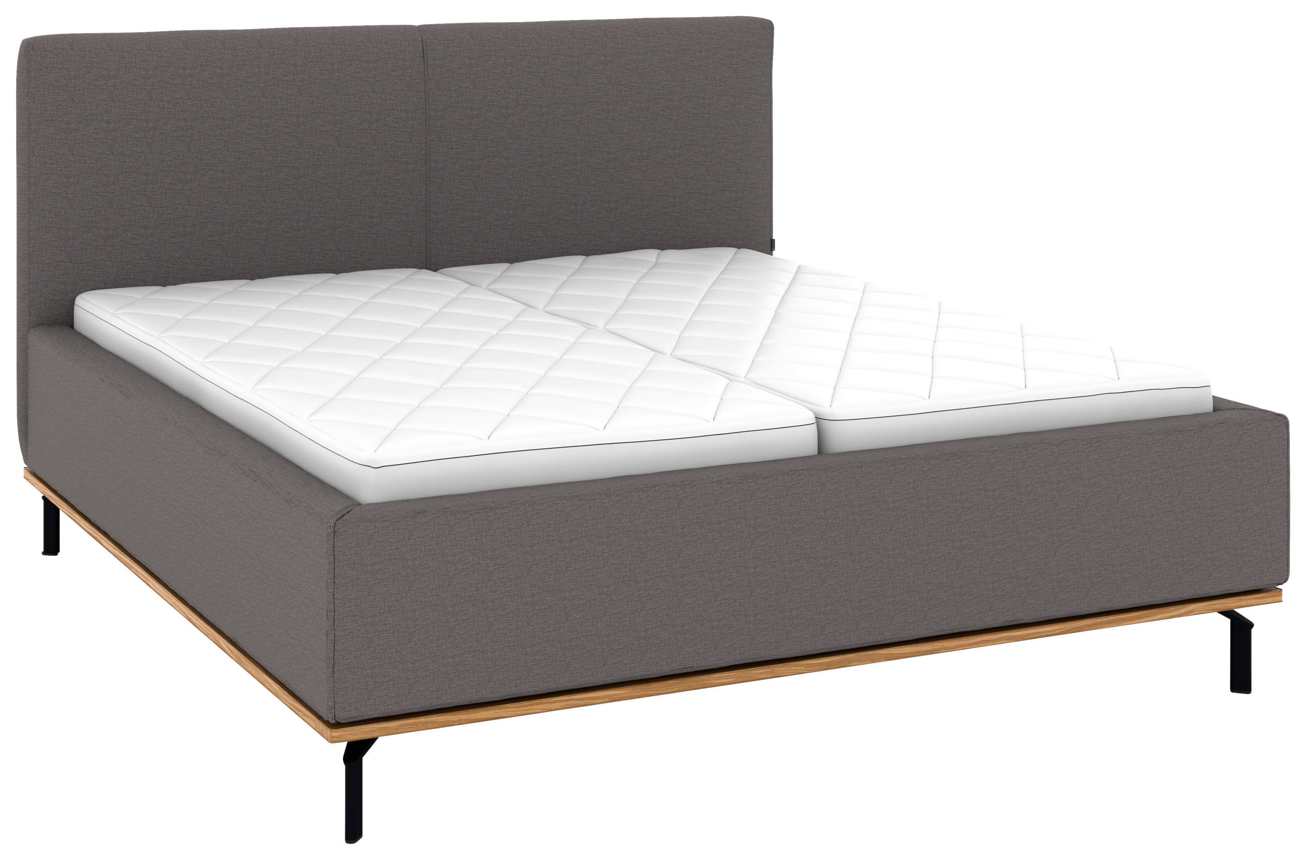 POLSTERBETT 160/200 cm,  in Graubraun, Matratze, Lattenrost, Bettkasten, H2 + H3 = mittel + fest  - Graubraun/Graphitfarben, Design, Holz/Textil (160/200cm) - Musterring