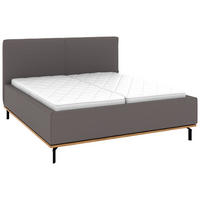POLSTERBETT 160/200 cm,  in Graubraun, Matratze, Lattenrost, Bettkasten, H2 + H3 = mittel + fest  - Graubraun/Graphitfarben, Design, Holz/Textil (160/200cm) - Musterring