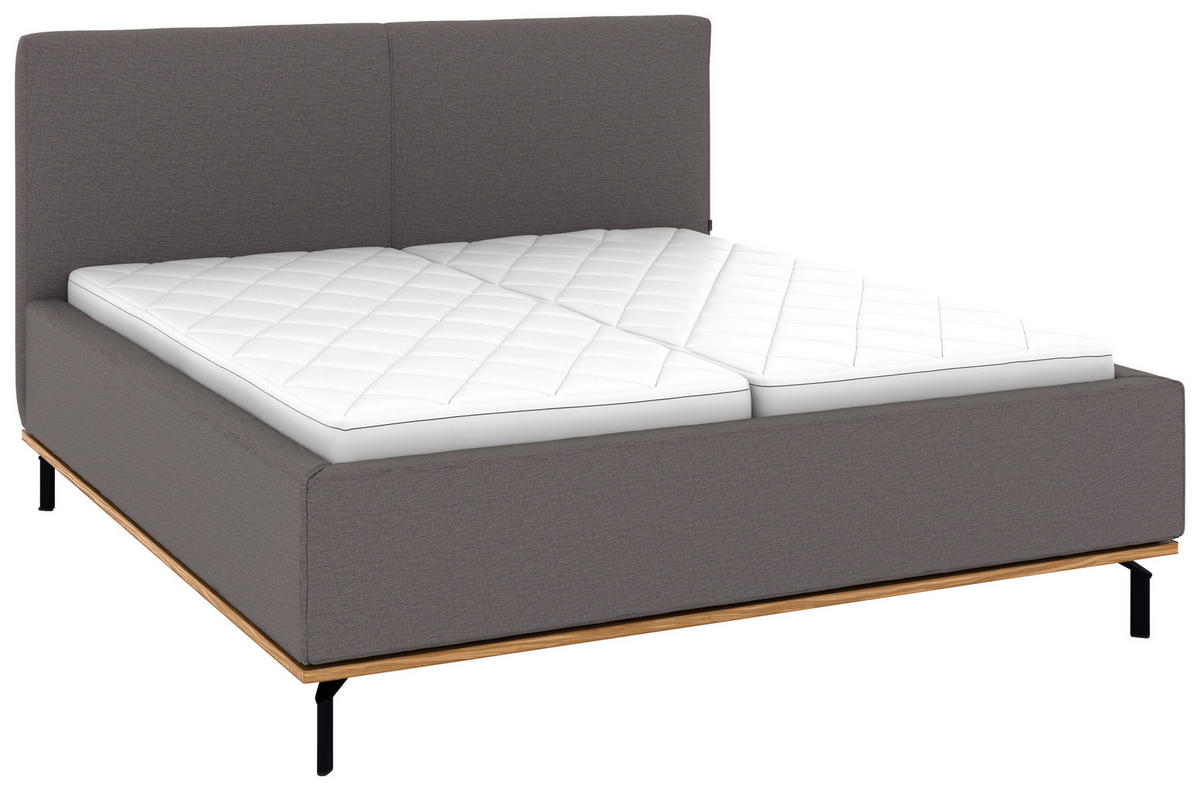 POLSTERBETT 160/200 cm,  in Graubraun, Matratze, Lattenrost, Bettkasten, H2 + H3 = mittel + fest  - Graubraun/Graphitfarben, Design, Holz/Textil (160/200cm) - Musterring