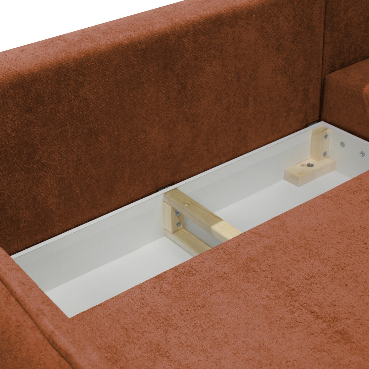 ECKSOFA MURANO Rot Chenille Zierkissen, Rückenkissen, Bettkasten  - Rot/Schwarz, Design, Holz/Textil (242/167cm) - MID.YOU