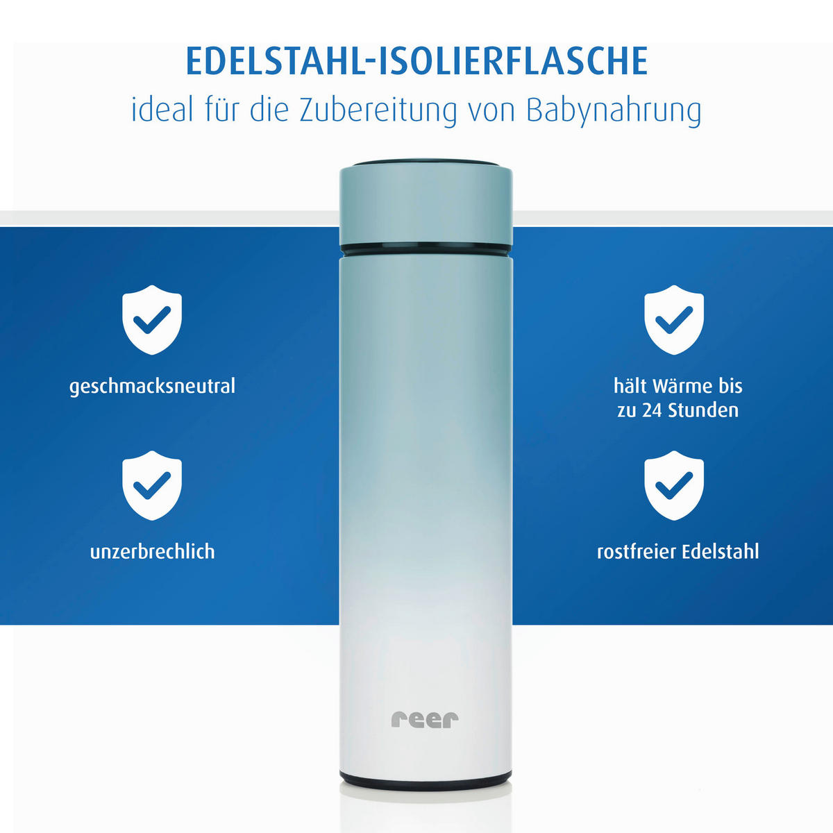 BABYTRINKFLASCHE - Pastellblau, Basics, Metall (6,5/23/6,5cm) - Reer