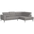 ECKSOFA in Webstoff Taupe  280/205 cm  - Taupe/Schwarz, Design, Textil/Metall (280/205cm) - Xora