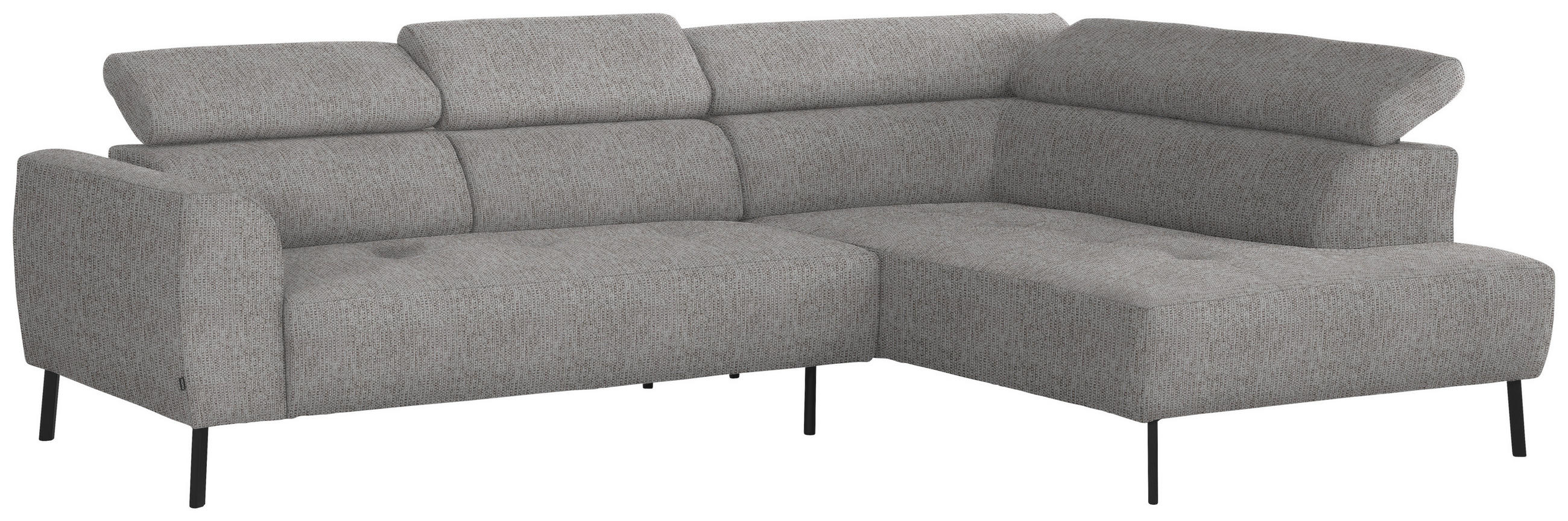ECKSOFA in Webstoff Taupe  280/205 cm  - Taupe/Schwarz, Design, Textil/Metall (280/205cm) - Xora